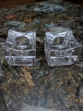 set of 2 ORREFORS SWEDEN crystal polaris candle holders